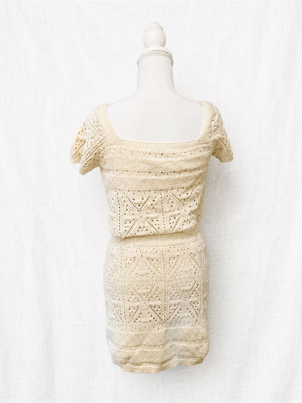Cream Crochet Knit Two-Piece Skirt Set - Brand Unspecified - Picture 3 of 4